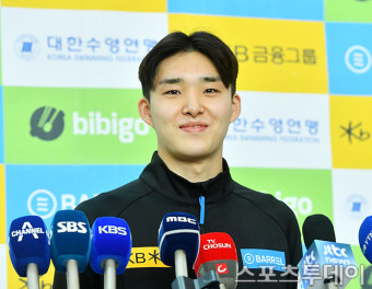 [ST포토] 전지훈련 떠나는 수영대표팀 김우민