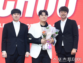 [ST포토] 추신수 은퇴식 함께하는 최정과 김광현