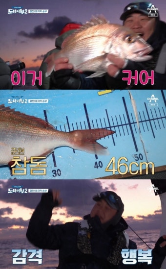 '도시어부2' 김준현, 46cm 참돔 잡았다…황금배지 유력 후보 등극