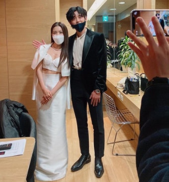 '2020MBC연기대상' 정시아·이지훈, 훈훈한 투샷