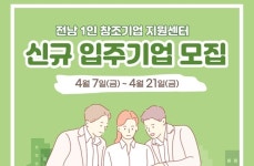 전남정보문화산업진흥원, 1인 창조기업 지원센터 신규 입주기업 모집 나서