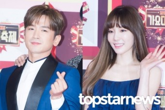 [HD테마] 레드카펫과 상반되는 푸른 의상 선택한 스타 신화 이민우-소녀시대 태연