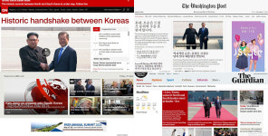 남북정상회담, CNN-워싱턴포스트-BBC-가디언 등 서구 언론 주요 헤드라인 다뤄…일본과 다른 분위기