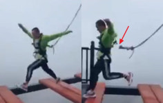 중국에서 익스트림 스포츠 체험하다 목숨 잃을 뻔한 남성