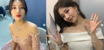 수지, '백상'서 빛난 미모…박보검과 케미도 눈길