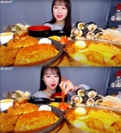 쯔양, 김밥 전문점 인기메뉴 10가지 먹방 보기만 해도 어마어마한 양