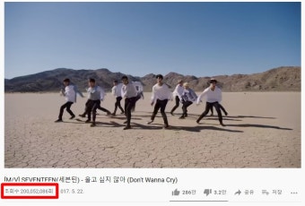 세븐틴(SVT), '울고 싶지 않아' 뮤직비디오 2억뷰 돌파