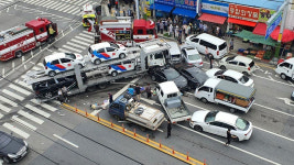 [영상] 탁송차량이 횡단보도 덮쳐.. 여수 한재사거리 사고
