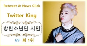 [트위터 리트윗종합순위] 방탄소년단 지민 68회째 1위, 2위 임영웅에 2,106회 앞서…3위 방탄소년단 뷔·4위 방탄소년단 정국·5위 휘인