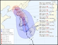 6호 태풍 카눈 아침에 남해안 상륙…강원 영동 시간당 100㎜ 비(오늘 날씨)