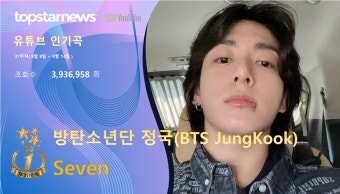 37주차 유튜브 인기곡 1위는 방탄소년단 정국의 'Seven'…재생횟수 TOP5는 뉴진스·악뮤·아이브·정국·르세라핌