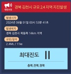 경북 김천 북동쪽서 규모 2.4 지진 발생…기상청 