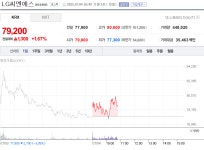 엘지씨엔에스 7월 4일 주가 79,200원... 상승중