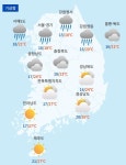 전국 흐리고 곳곳 비…서해5도 80㎜ 이상 강수 유의(내일날씨)