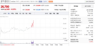 원익홀딩스, 10월 24일 장중 26,700원 5.53% 상승