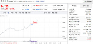 흥구석유 주가, 7월 23일 장중 14,120원 2.99% 상승