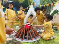 금산유치원, 친구와 함께하는 실내 파자마 캠핑놀이 개최