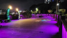 천안 직산 삼은저수지, 아름다운 경관조명 설치 완료