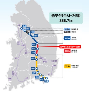 '중부선 문경~김천 철도 건설 사업' 예타 통과...2030년 개통