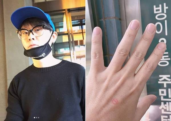 가수 이승환, 파란 옷 차림으로 사전투표 참여하며 화제 얻어 투표 완료 인증샷 SNS에 공개