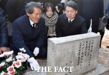 한상진, 김구 묘역 참배…이승만 국부 논란 진화나서