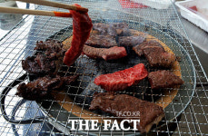 [TF포토] 품질 좋은 고기 싸게 먹어요…한우 숯불구이 축제 개최