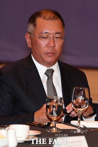 [TF포토] 피녜라 칠레 대통령과 인사 나누는 정의선 현대차 부회장