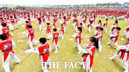 [TF포토] 임진각에서 펼쳐진 태권도의 물결