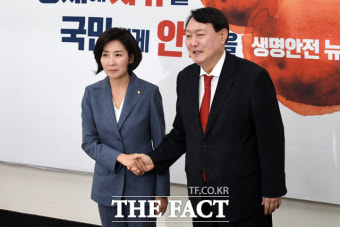 [TF포토] 나경원과 악수 나누는 윤석열