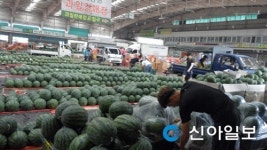 진주시 농산물도매시장, 여름 대표 과일 수박 인기