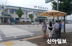 문경시, 점촌터미널 앞 횡단보도에 그늘막 시범설치