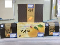 남양주 남부署, 특산물 먹골배 포장상자에 PM 안전수칙 스티커 부착