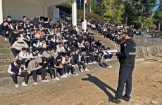 창원소방본부, 진해남중학교 합동소방훈련 실시