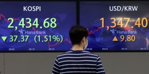 코스피 장 초반 하락하며 이틀 상승분 반납, 코스닥 장중 800선 하회