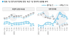 [한국갤럽] 향후 1년 경기 '나빠질 것' 42% '좋아질 것' 32%, 40·50대는 낙관 우세