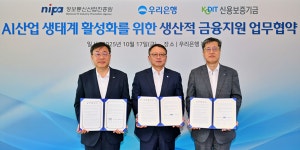 우리은행 AI 유망기업에 2300억 금융지원, 정보통신산업진흥원ᐧ신용보증기금과 업무협약