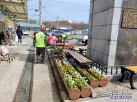 포항 북구청, 청하시장 꽃단장 나서 봄기운 물씬