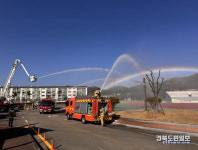 영덕소방서, 경북형 화재진압훈련 영덕군민운동장 실시