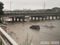 태풍 마이삭 강타···물에 잠긴 강릉 남대천 둔치
