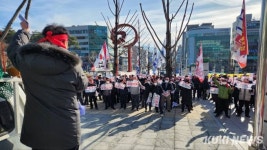 원주 법인택시 노조, 부제 해제 반대 궐기대회