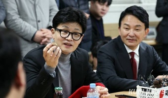 계양산전통시장 상인회 만난 한동훈·원희룡[쿠키포토]