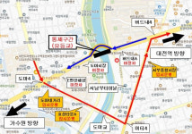 유천동 ⇒ 도마동 방향 유등교 가설교 24일부터 부분개통