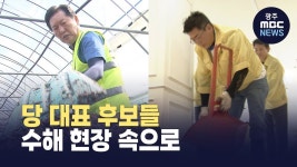 더불어민주당 당대표 후보들 전남 수해 현장 찾아 복구 작업 구슬땀