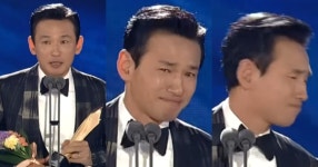 아내에게 사랑한다고..! 수상 소감 중 눈물 참는 황정민 본 정우성 반응은 찐친 바이브의 정석이라 저항없이 빵터졌다