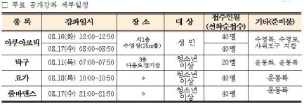 구리도시공사, 멀티스포츠센터 무료 공개강좌 개최