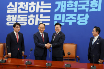 '추경호-박찬대' 첫 만남···원 구성·특검법 등 대립 예고