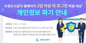 수원도시공사 홈페이지 1년미접속 개인정보 일제정비 나서
