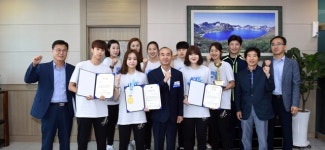 김제시장 김제시청 태권도 팀 격려