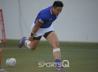 [포토Q] 아시아 럭비 챔피언십 대한민국 장성민, '경기 첫 트라이'