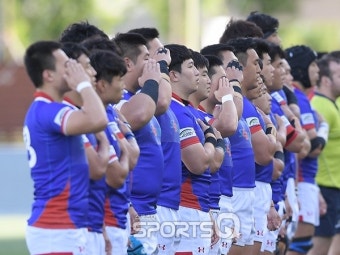 [포토Q] 아시아 럭비 챔피언십 국가대표팀 '자랑스러운 태극기 앞에'